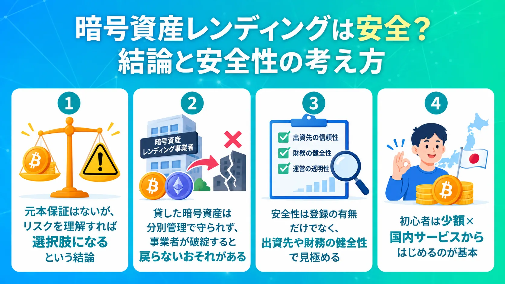暗号資産レンディングは安全？結論と安全性の考え方