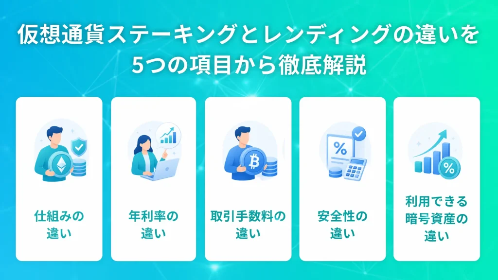 仮想通貨ステーキングとレンディングの違いを5つの項目から徹底解説