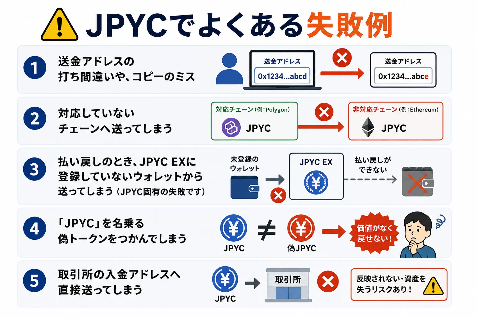 JPYCでよくある失敗例