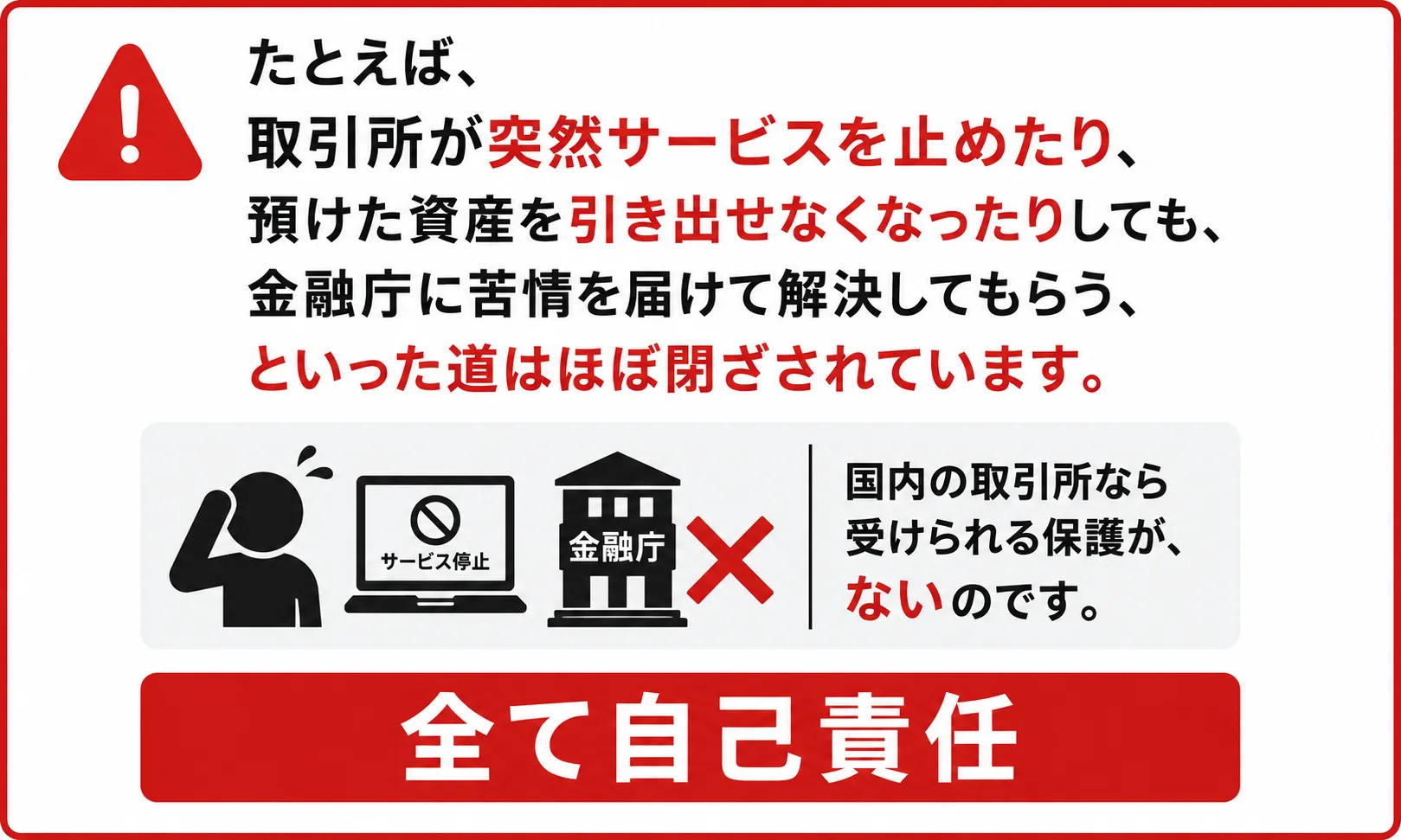 無登録の取引所では、日本の法律が利用者を守ってくれない