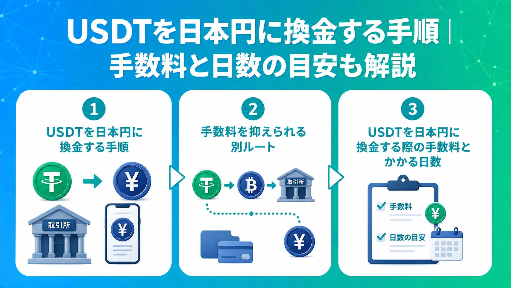 USDTを日本円に換金する手順|手数料と日数の目安も解説