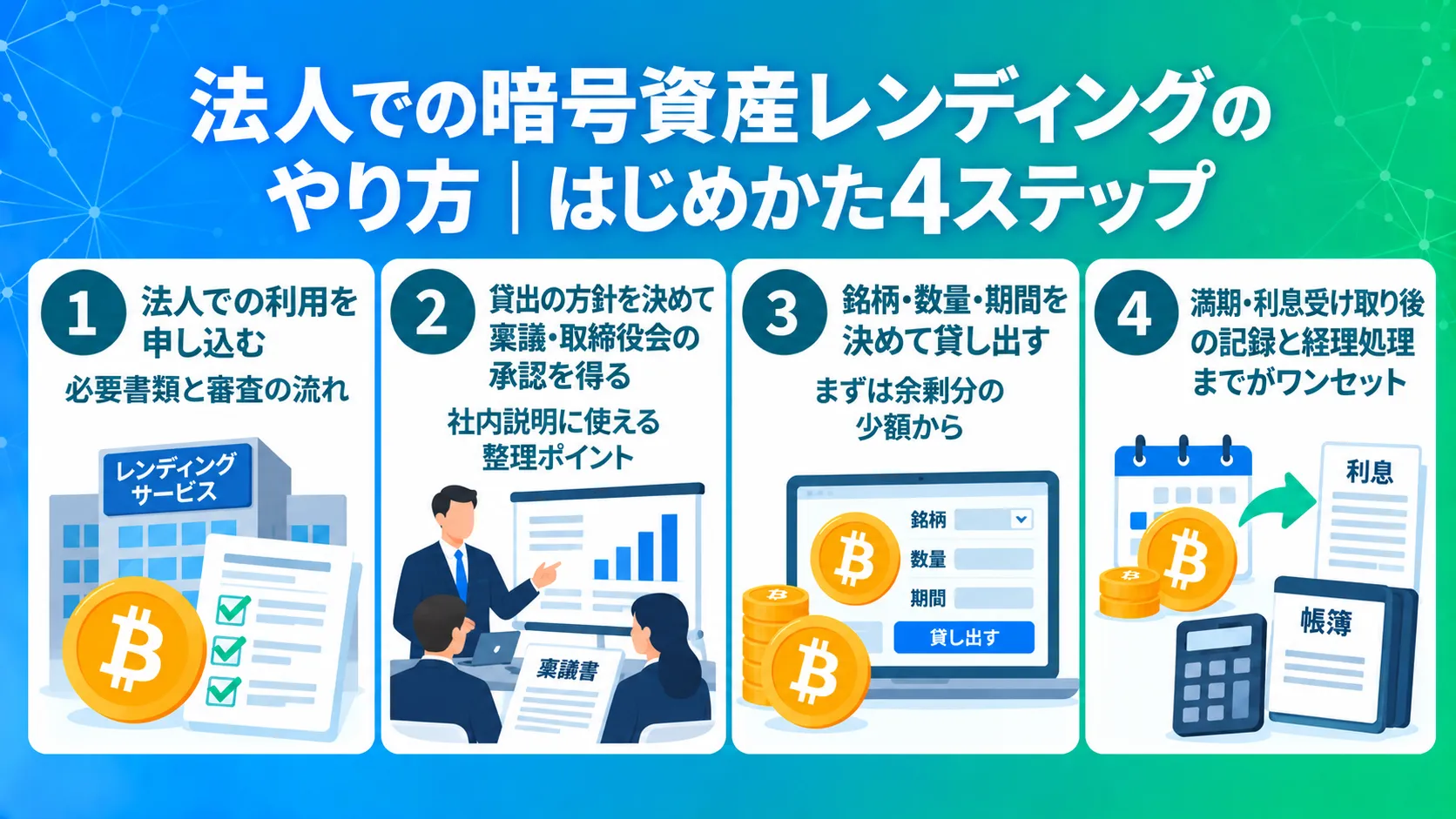 法人で暗号資産レンディングのやり方|はじめかた4ステップ